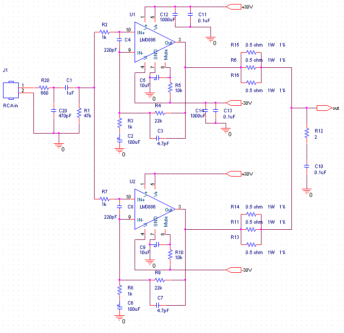 100W LM3886 Power Amplifier