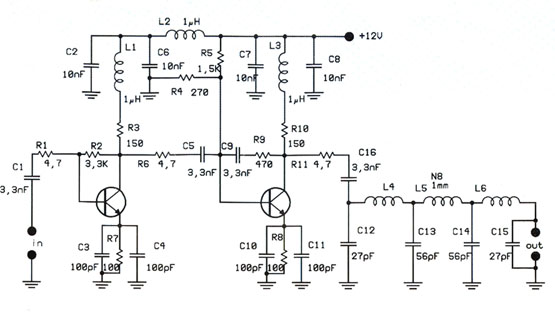 1W Linear FM Transmitter Booster with 2N4427