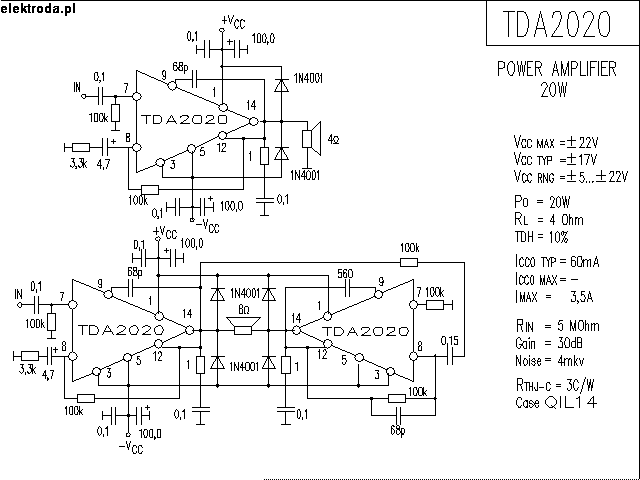 TDA based Amplifier Schematics