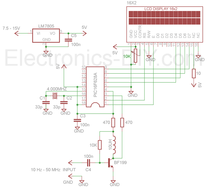 60MHz Frequency Meter / Counter Schematic