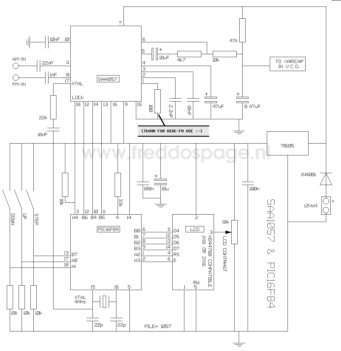 SAA1057 Synthesizer with LCD