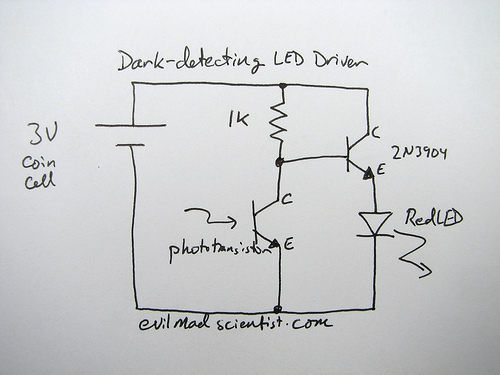 Dark-Detecting LED Circuit