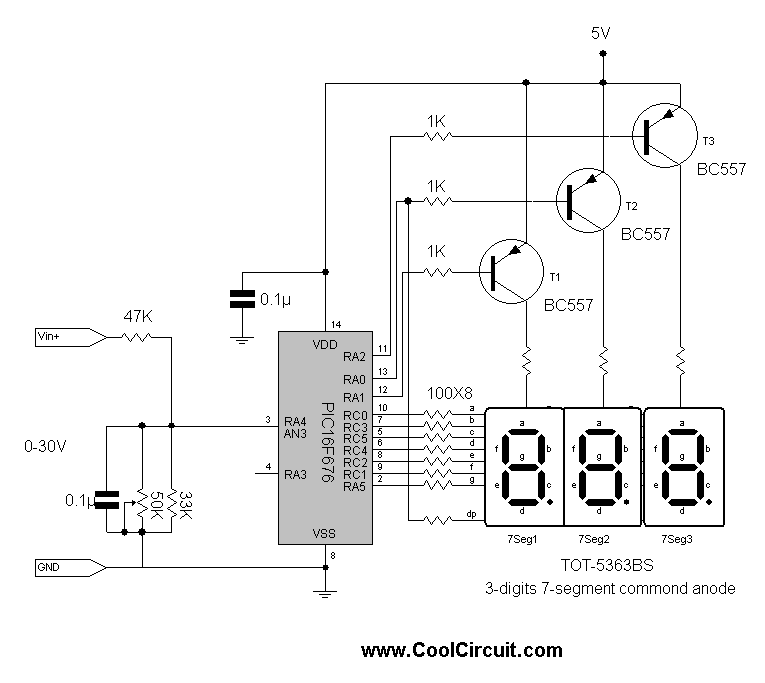 3 Digits Digital Volt Meter with PIC16F676