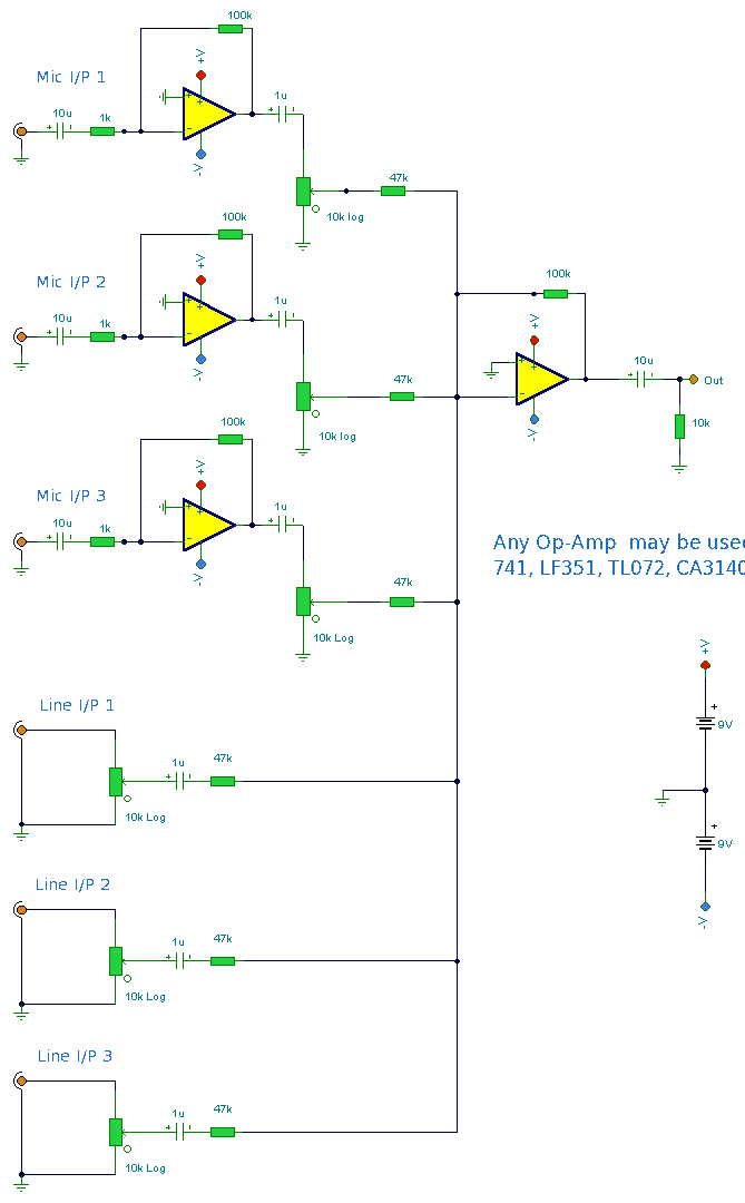 6 Channel Audio Mixer