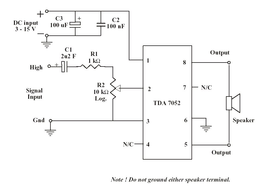 1W Mono Amplifier with IC TDA7052