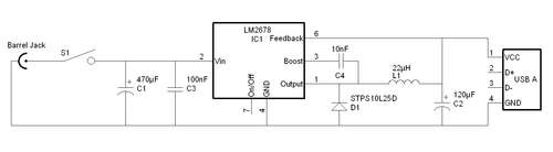 Dual USB Charger With Switching Regulator