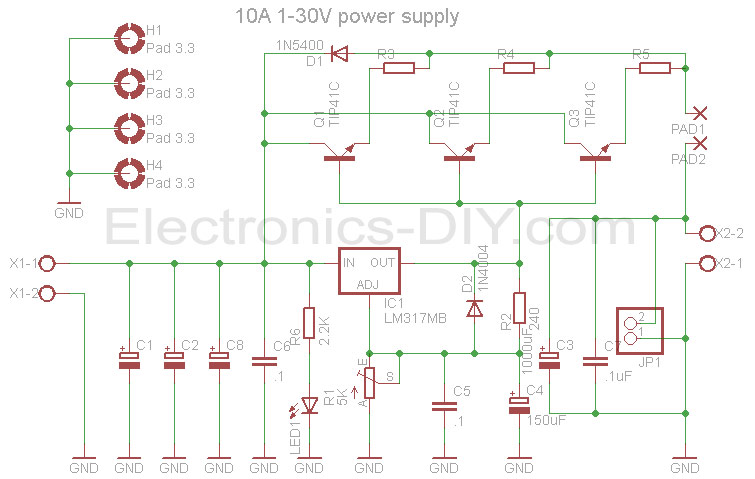 10A 1-30V Variable Power Supply with LM317 