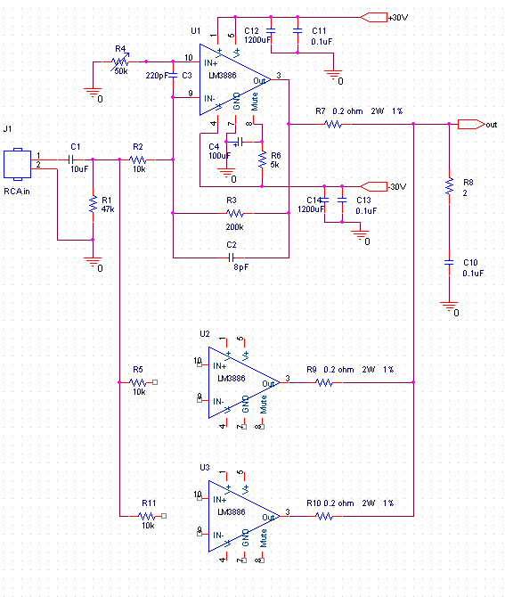 300W LM3886 Power Amp