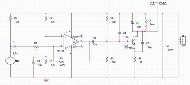 1Km FM Transmitter with UA741 Opamp