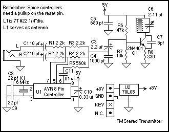 Simple Stereo FM Transmitter using an AVR microcontroller