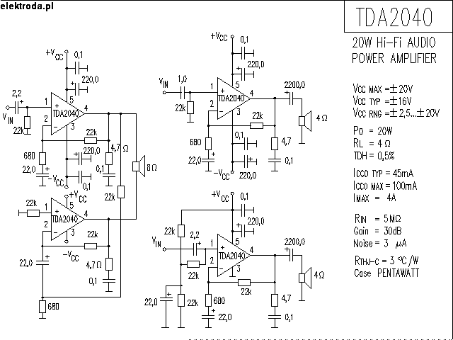 TDA based Amplifier Schematics