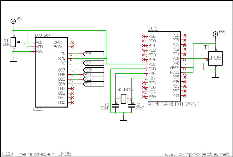 AVR LCD Thermometer LM35