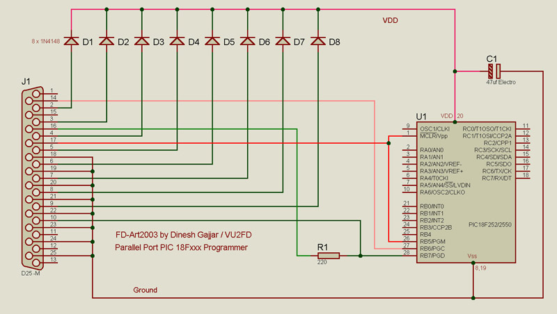 Parallel Port PIC Programmer for PIC18F2550