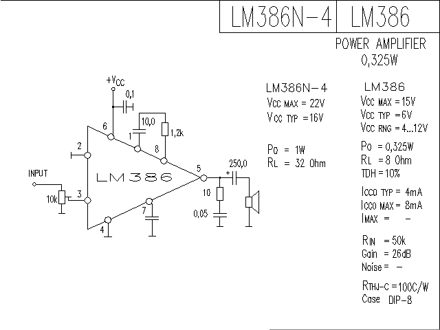 LM386 0,325W Audio Amplifier