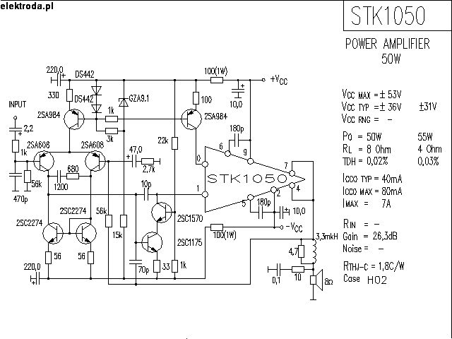 STK1050 50W Power Amplifier