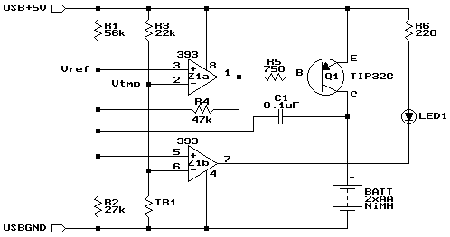 USB Powered AA NiMH and NiCd Battery Charger